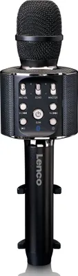 Lenco BMC-090BK - Karaoke Mikrofon mit Bluetooth® - 5 Watt RMS Lautsprecher - Integrierter Akku - Lichteffekte - Handyhalter - USB/SD - Schwarz