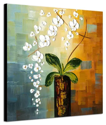 Handgemalte Blumen-Leinwand, 80x80 cm, modern, abstrakt, Wanddeko