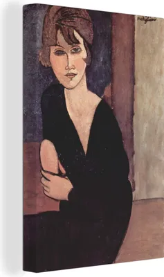 Produktbild von OneMillionCanvasses® - Leinwandbilder - 90x140 cm, Porträt der Madame Reynouard - Gemälde von Amedeo Modigliani, Wandbilder Kunstdruck Wanddekoration - Wandschmucke - Schlafzimmer