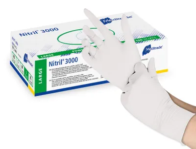 Produktbild von Meditrade Nitril 3000 Untersuchungshandschuhe weiß Gr. L
