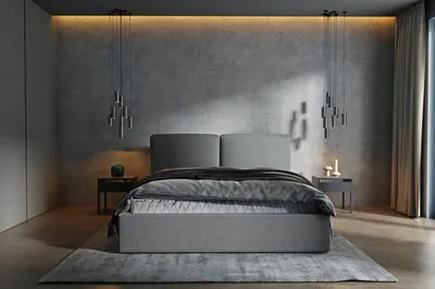 Image de Chambre à coucher lit double lit 180сm matelas gris style moderne bois
