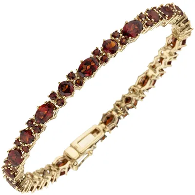 Produktbild von Armband Armschmuck mit Granat rot dunkelrot 333 Gold Gelbgold 19cm