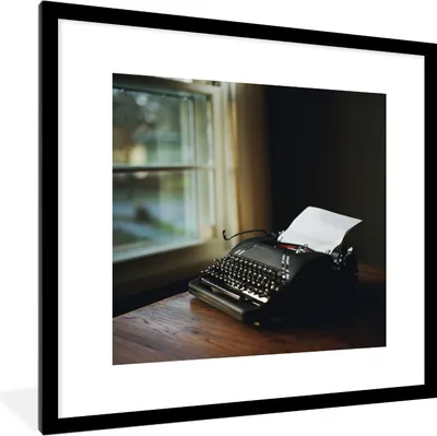 Produktbild von MuchoWow® MuchoWow® Gerahmtes Poster Schreibmaschine - Vintage - Schwarz 40x40 cm - Poster mit zchwarzem Bilderrahmen - Poster - Plakat im Rahmen