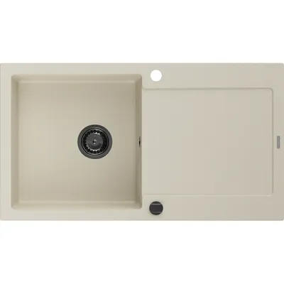 Produktbild von Mexen Leo Granitspüle mit einem Becken und einer Abtropffläche 900 x 500 mm, Beige, Siphon Schwarz - 6501901010-69-B