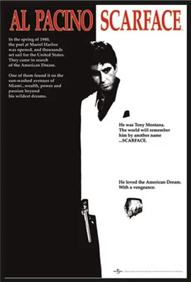 Image de Scarface - Affiche - Film + cadre interchangeable, Shinsuke® Maxi en plastique noir, vitre en acrylique