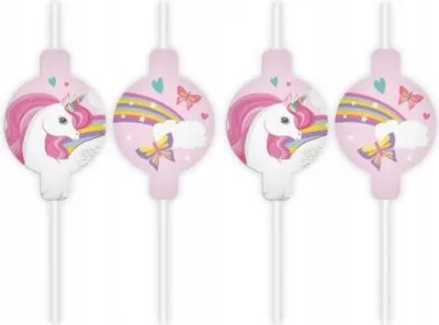 Produktbild von Einhorn-Geburtstagsstrohhalme, 4 St.