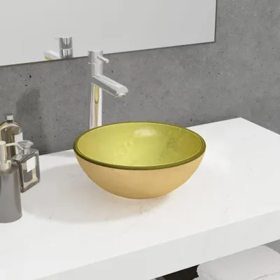 Produktbild von The Living Store Waschbecken Hartglas 30x12 cm Golden