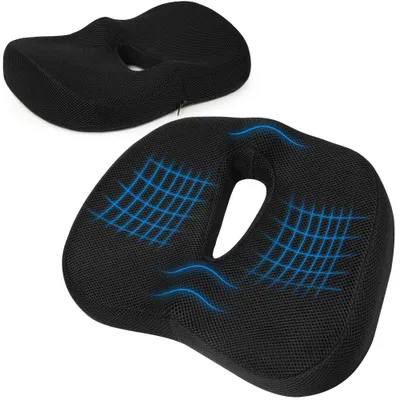 Immagine prodotto di Cuscino per seduta in memory foam - Cuscino antiscivolo per sedia - Cuscino per il coccige - Supporto per la parte bassa della schiena - Copertura lavabile - Forma a U - Cuscino per seduta per il supporto della parte bassa della schiena