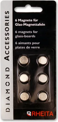 Produktbild von 6 Neodym-Magnete N42 für Glas-Magnettafeln / 124 Tesla / Haftkraft 3kg