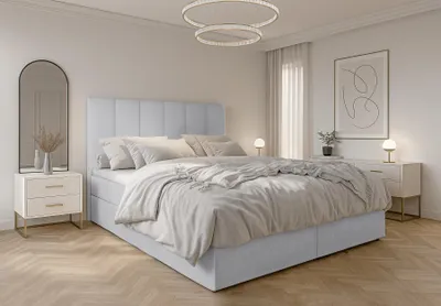 Produktbild von AX LIVING Boxbett Merea Boxspringbett Grau mit Bettkasten 160x200 cm