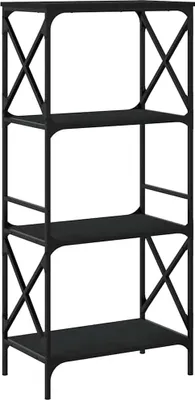Produktbild von vidaXL Bücherregal 4 Böden Schwarz 59x35x132 cm Holzwerkstoff