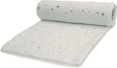 Immagine prodotto di Mussola con stelle argentate, doppia garza, bianco, 50 x 130 cm
