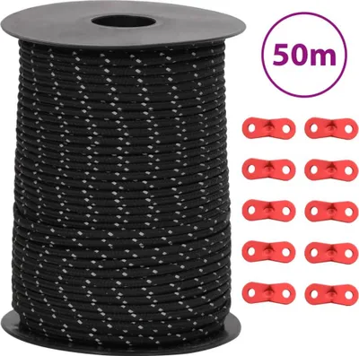 Image de vidaXL Corde de tente réfléchissante avec tendeurs de corde 50 m 3 mm