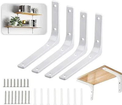 Obrázek produktu pro Průmyslové držáky na desky, 4 ks – bílá nerezová ocel – nástěnné držáky.