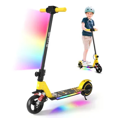 Produktbild von Elektroscooter Mit Stoßdämpfende Funktion, LED-Anzeige E Scooter, Faltbarer Elektroroller Geschenk Für Kinder und Jugendliche Ab 6-16 Jahren- Gelb