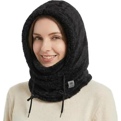 Immagine prodotto di Cappuccio termico invernale in pile, maschera da sci antivento, fodera in pile, colore nero