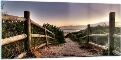 Produktbild von Bilder auf glas - Pfad Landschaft Himmel - 120x50cm - Glasbilder - Wandbilder - Kunstdruck - zum Aufhängen bereit - Wanddekoration aus Glas - Glas Bilder - Wandbild auf Glas - GAB120x50-0143
