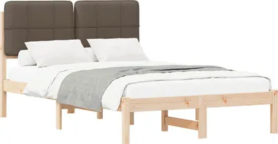 Produktbild von vidaXL Bettgestell mit gepolstertem Kopfteil Taupe 120 x 200 cm
