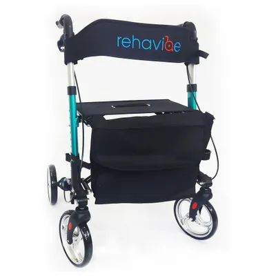 Produktbild von Leichtgewicht Reise-Rollator Aluminium Vierrad Rollator grün, faltbar…