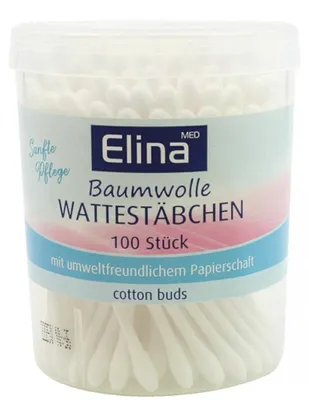 Produktbild von ELINA Wattestäbchen 100er Papier in Runddose