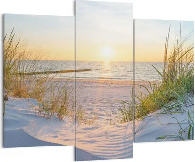 Produktbild von Bild auf Leinwand - Leinwandbild - Düne Strand Meer - 130x100cm - Wand Bild - Wanddeko - Leinwanddruck - Bilder - Kunstdruck - Wanddekoration - Leinwand bilder - Wandkunst - CB130x100-3989