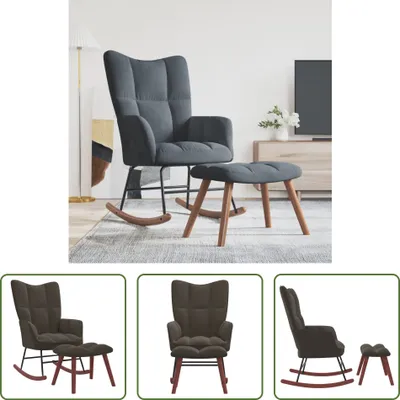 Produktbild von The Living Store Schaukelstuhl mit Hocker Samt Dunkelgrau