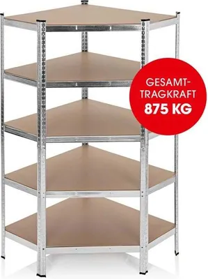 Produktbild von Rohový regál EASYmaxx s 5 nosnými dřevěnými policemi - 40 x 90 x 180 cm - barva stříbrná/dřevo