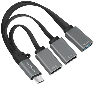 Produktbild von LogiLink USB 3.0 Hub mit USB-C 3.1 Gen1 Anschluss 3-Port grau