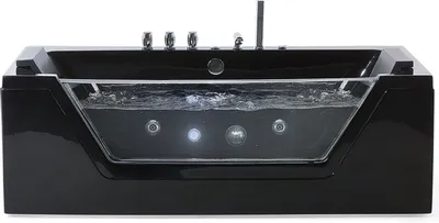 Zdjęcie produktu dla BELIANI Wanna czarna akrylowa 174 x 79 cm LED hydromasaż zagłówki prostokątna nowoczesna