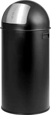 Image de eluno Poubelle à poussoir 35 litres en tôle d'acier, poubelle rétro avec couvercle amovible, collecteur de déchets, poubelle de cuisine avec clapet à poussoir, noir