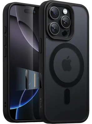 Productafbeelding van Magnetische hoes voor iPhone 16 Pro (6,3 inch) met Capture-knop, compatibel met MagSafe, doorschijnende matte achterkant, schokbestendig, zwart titanium