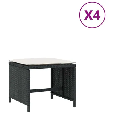Immagine prodotto di Sgabelli da Giardino con Cuscini 4pz Neri 40x40x35cm Polyrattan