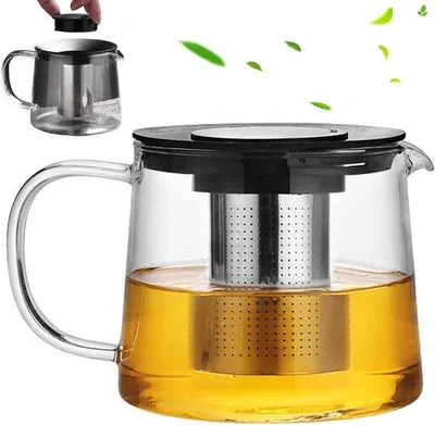 Produktbild von Glaskanne 15 Liter mit Sieb für Tee-Liebhaber - Teekanne aus Borosilicatglas - Überhitzungsschutz - Geeignet für verschiedene Tee-Arten - Teeservice mit Sieb - Große Kapazität 15 Liter