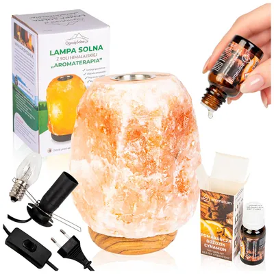 Zdjęcie produktu dla Zestaw - Lampa solna Aroma jonizator, oczyszczacz powietrza + Olejek eteryczny o zapachu świąt do aromaterapii - Aromaterapia, jonizacja, dekoracja wnętrza, prezent wellness