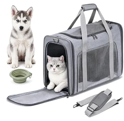 Productafbeelding van Transportbox voor katten en kleine honden, opvouwbaar, 55x40x23 cm, tot 12 kg, voor reizen