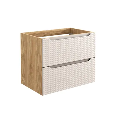 Zdjęcie produktu dla Szafka Łazienkowa 70 Cm Pod Umywalkę 2 Szuflady Dąb Beż Mdf Frezowana