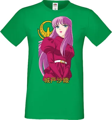 Zdjęcie produktu dla Męska Koszulka Manga Anime Saint Anime Seiya Athena Saint Anime Seiya Athena, Man L / Zielony