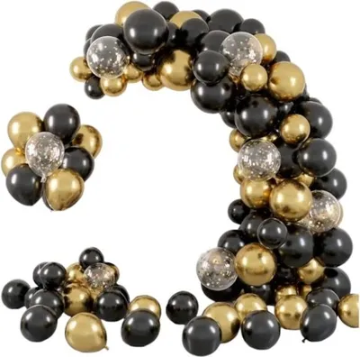 Produktbild von Ballongirlande gold schwarz Set 114St. Ballons Band