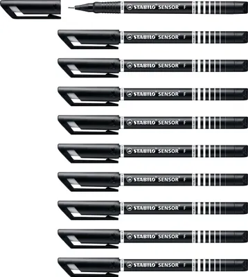 Produktbild von Fineliner mit gefederter Spitze - STABILO SENSOR F - fein - 10er Pack - schwarz