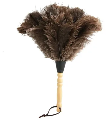 Straußenfeder-Plumeau 35 cm mit Holzgriff
