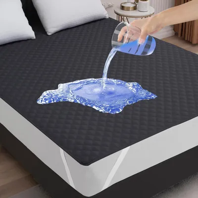Obrázok produktu pre Vodotesný a priedušný poťah na matrac, 180x200 cm, tmavosivý. Umývateľná podložka na inkontinenciu