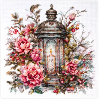Obrázek produktu pro Vyšívací sada Magic Needle pro křížkový steh „Lampion v květu“, schéma, 26 x 26 cm