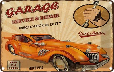 Produktbild von vianmo Blechschild 12x18 cm Garage Service mechanic on duty Auto Werkstatt