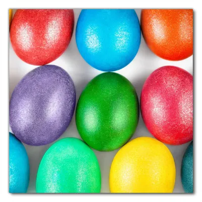 Produktbild von Wallario selbstklebende Möbelfolie/ Tischdecke für Innen und Außen, Größe: 70 x 70 cm - Bunte Oster-Eier in Nahaufnahme mit kräftigen Farben
