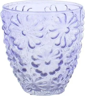 Produktbild von Windlicht Blumen blau - ca. 9 x 10 cm