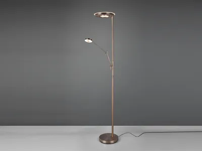 Produktbild von LED Deckenfluter mit Leselampe Altmessing dimmbar Stehlampe Wohnzimmer Flurlampe