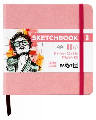 Zdjęcie produktu dla Szkicownik DARWI jasnoróżowy 14 x 14 cm 140 g – 80 arkuszy