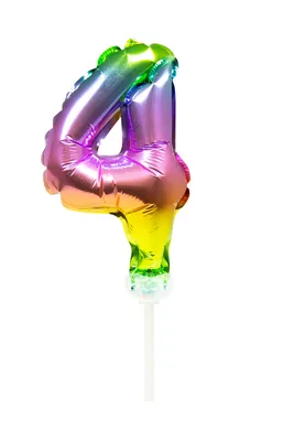 Produktbild von Kuchendeko Folienballon Regenbogen Zahl 4