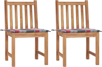 Produktbild von Gartenstühle 2 Stk. mit Kissen Massivholz Teak