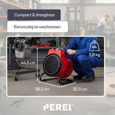 Productafbeelding van Elektrische Ventilatorkachel 3000 W - Ventilatorkachel Met Thermostaat - 3000 Watt Vermogen - Met Koelstand - Voor Werkplaats En Garage
